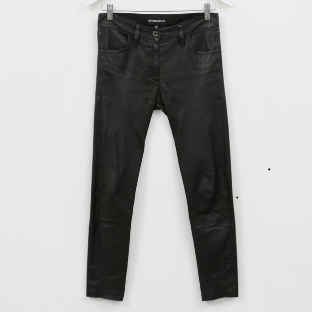 Ann Demeulemeester leather 4 pocket jeans
